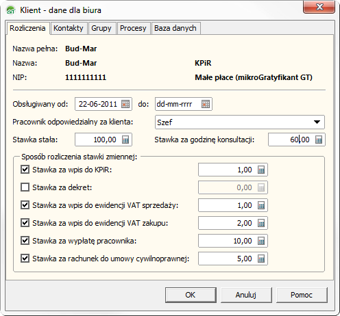 InsERT Biuro GT - dane klienta