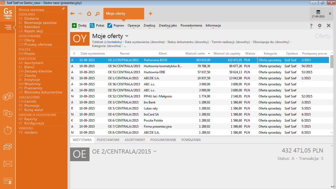 InsERT Gestor NEXO - moduł ofert