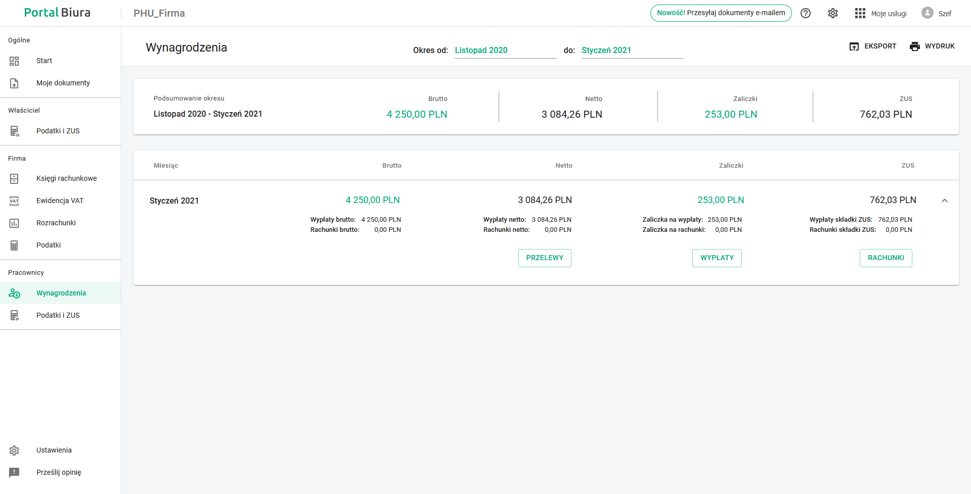 Portal Biura - pracownicy, wynagrodzenia