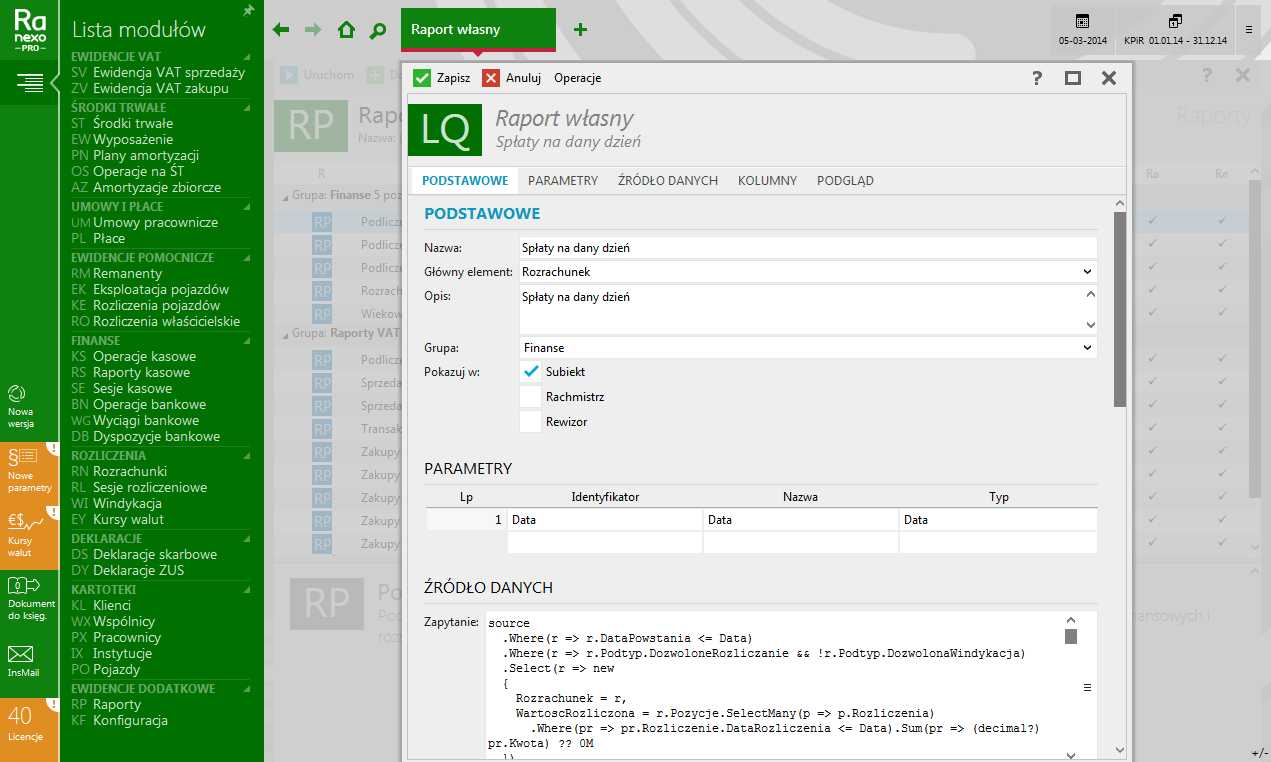 InsERT Rachmistrz NEXO PRO - raporty własne